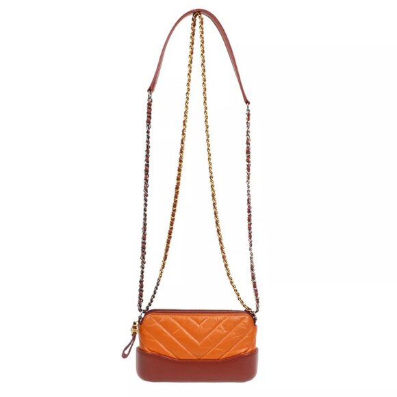 Chanel Orange Calfskin Gabrielle V Stitch WOC Wallet On Chain 182819 - Picture 1 of 9